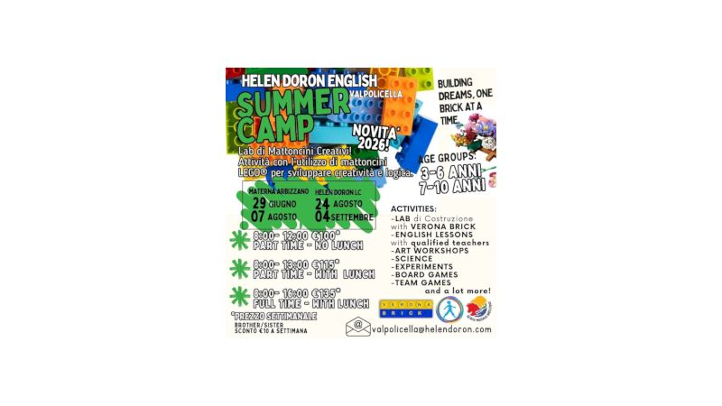 Veronabrick organizza Laboratori di Lego al Summer Camp Valpolicella dal 29 giugno 07 agosto